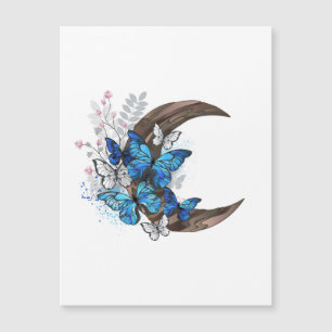 Blue butterflies on wooden crescent