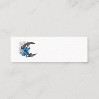 Blue butterflies on wooden crescent calling card