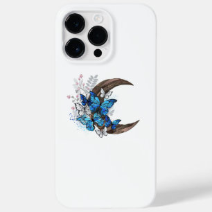 Blue butterflies on wooden crescent Case-Mate iPhone 14 pro max case