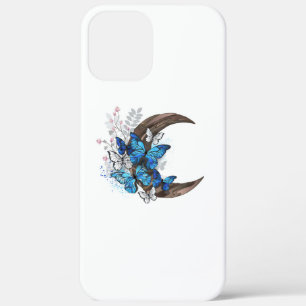 Blue butterflies on wooden crescent iPhone 12 pro max case