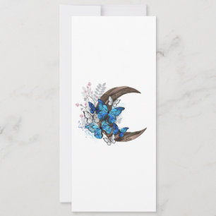 Blue butterflies on wooden crescent holiday card