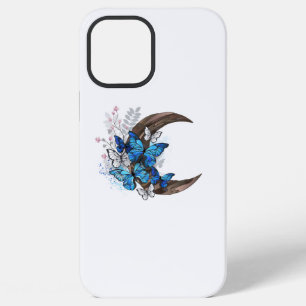 Blue butterflies on wooden crescent iPhone 12 pro max case