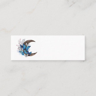 Blue butterflies on wooden crescent mini business card