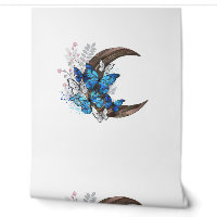 Blue butterflies on wooden crescent
