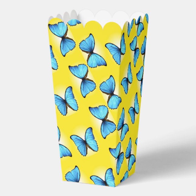 Blue butterflies on yellow favor box (Front)