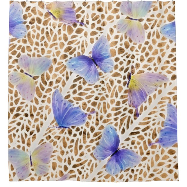 Blue Butterflies Organic Brown Animal Pattern (Front)