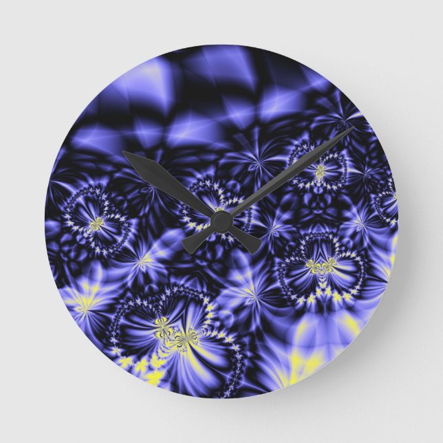 Blue Butterflies Round Clock (Front)