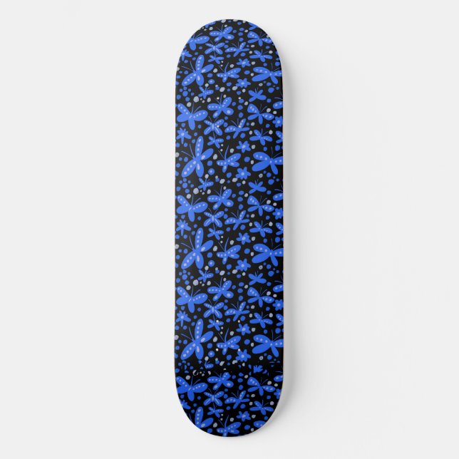 Blue butterflies skateboard (Front)