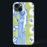 Blue Butterflies Surrounding Glamourous Girl iPhone 13 Case<br><div class="desc">Blue Butterflies float around in this piece by Chariklia Zarris,  surrounding a glamourous girl. Bright colours form the background of this print,  adding some handsome hues to this piece. Get your copy now!</div>