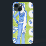 Blue Butterflies Surrounding Glamourous Girl iPhone 13 Case<br><div class="desc">Blue Butterflies float around in this piece by Chariklia Zarris,  surrounding a glamourous girl. Bright colours form the background of this print,  adding some handsome hues to this piece. Get your copy now!</div>