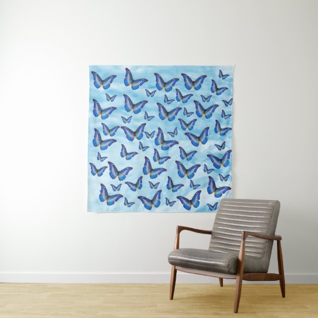 Blue Butterflies Tapestry (In Situ)