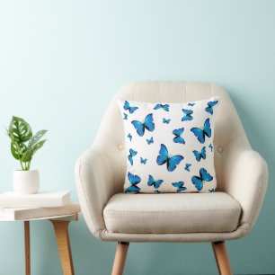 Blue butterflies throw pillow