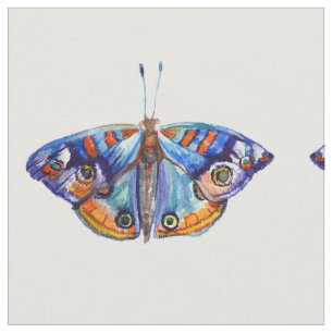 Blue Butterflies Watercolor Art Fabric