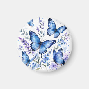 Blue Butterflies Watercolor Painting Magnet