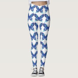 blue butterflies white leggings