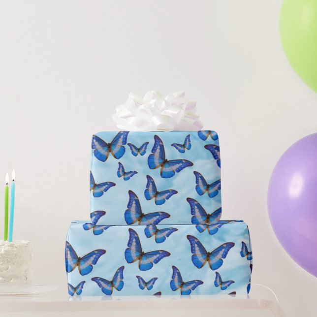 Blue Butterflies Wrapping Paper (Party Gifts)