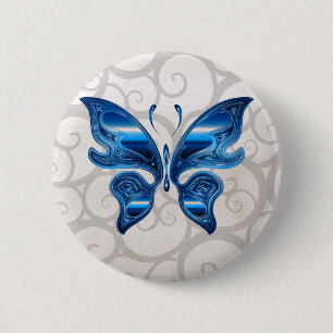 Blue butterfly 2 inch round button