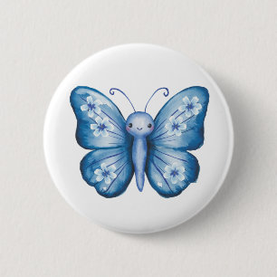 Blue Butterfly 2 Inch Round Button