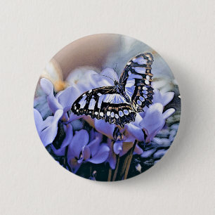 Blue Butterfly 2 Inch Round Button