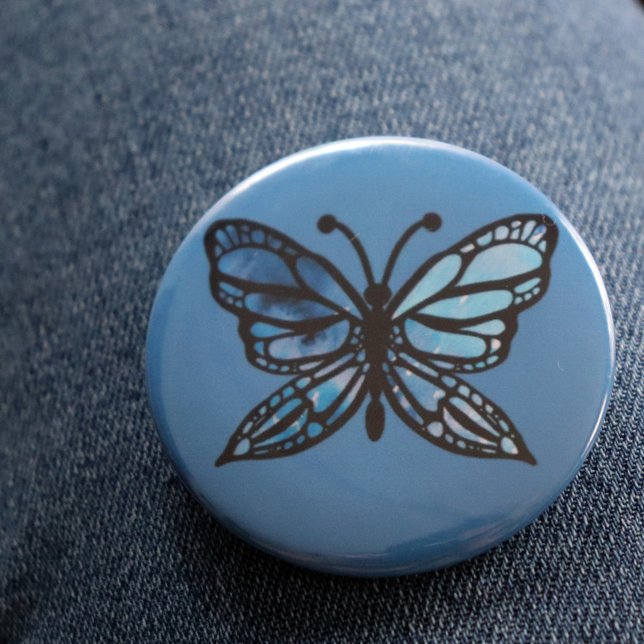 Blue Butterfly 2 Inch Round Button (Creator Uploaded)