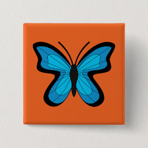 Blue Butterfly 2 Inch Square Button