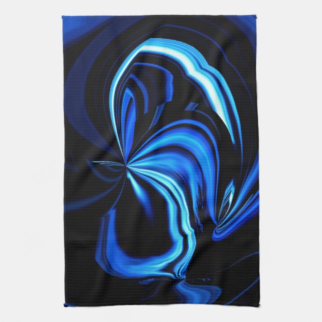 Blue Butterfly Abstract Kitchen Towel (Vertical)