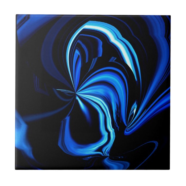 Blue Butterfly Abstract Tile (Front)