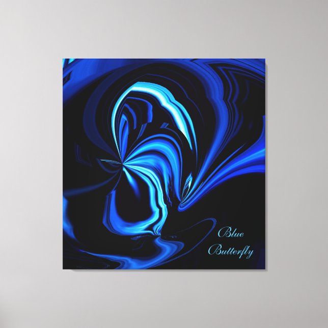 Blue Butterfly Abstract Wrapped Canvas Print (Front)