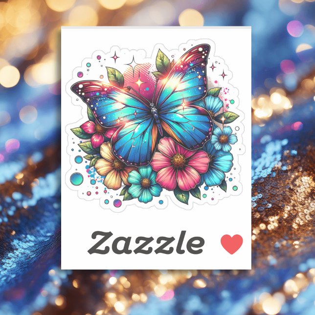 Blue Butterfly and Pink Flowers  (Creator Uploaded)