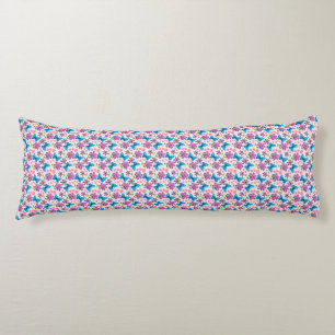 Blue Butterfly and Purple Floral Pattern Body Pillow