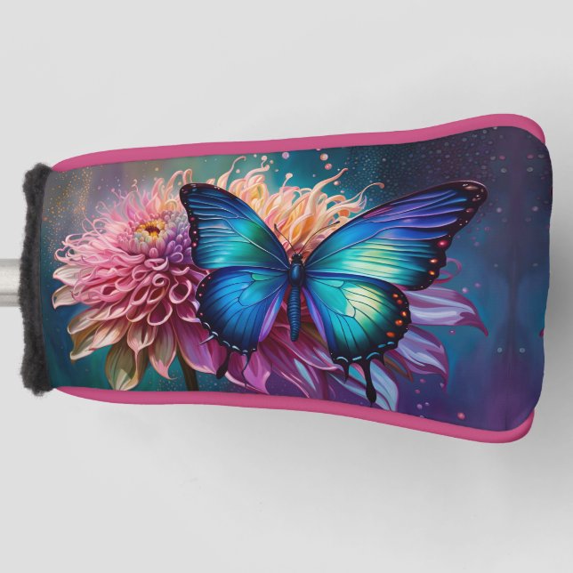  Blue butterfly and the Dahlia Golf Head Cover (Front)