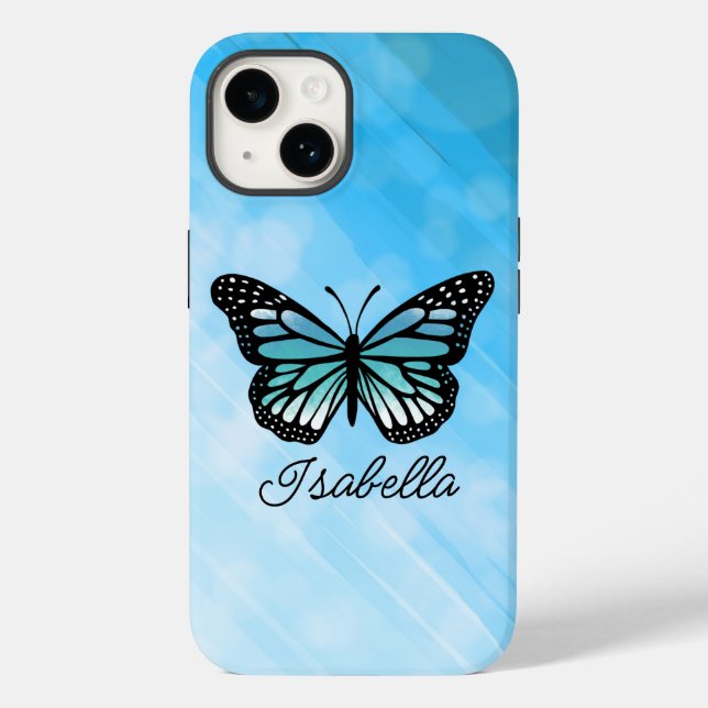 Blue Butterfly and Your Name Personalized   Case-Mate iPhone Case (Back)