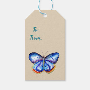 Blue butterfly art Custom Gift Tags