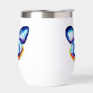 Blue Butterfly Art  Frosted Glass Mug