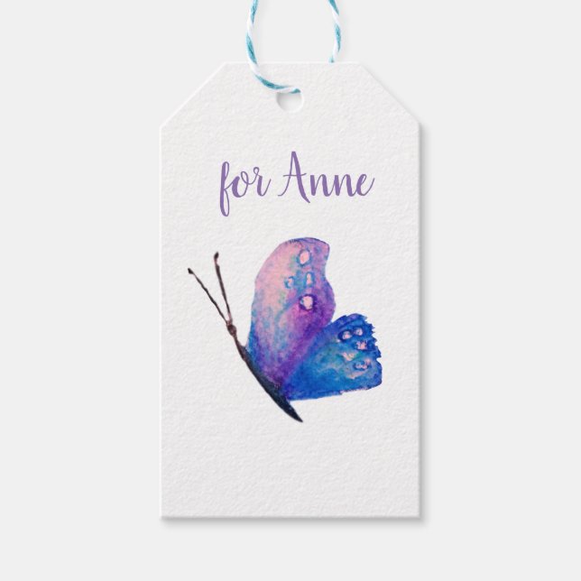 Blue Butterfly art  Gift Tag (Front)
