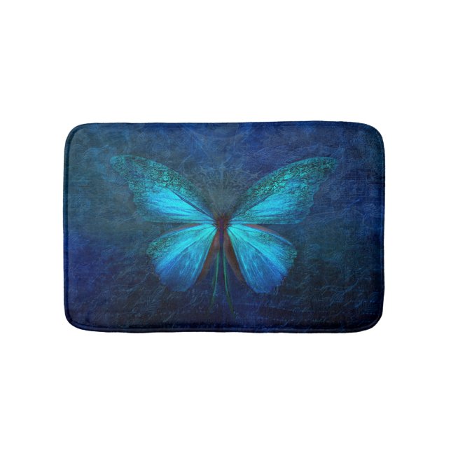 Blue Butterfly Bath Mat (Front)