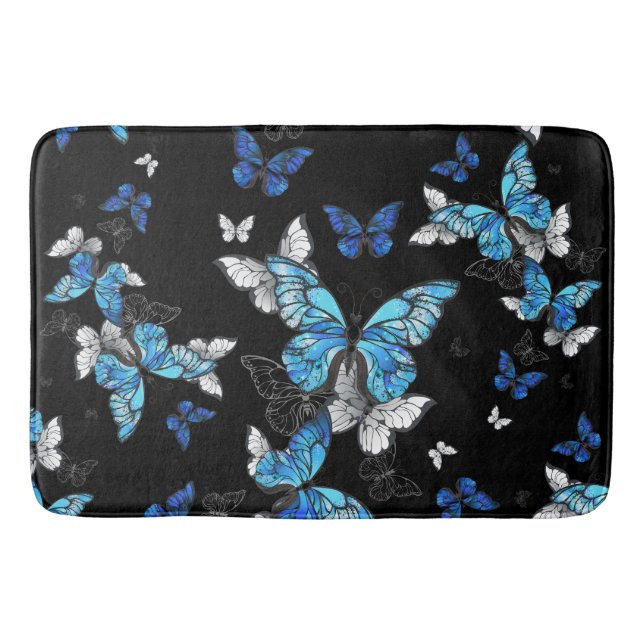 Blue Butterfly Bath Mat (Front)