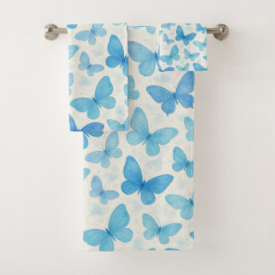 Blue Butterfly Bath Towel Set