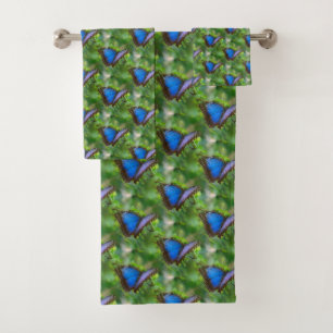 Blue Butterfly Bath Towel Set