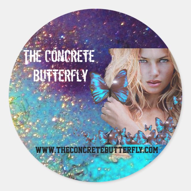 BLUE BUTTERFLY BEAUTY MAKEUP ARTIST 3 CLASSIC ROUND STICKER (Front)