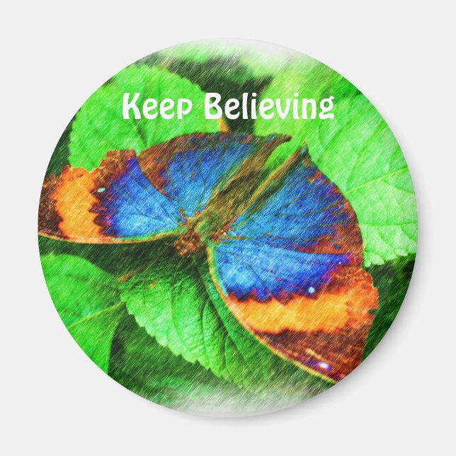 Blue Butterfly Believe Affirmations Magnet (Front)