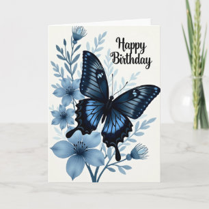 Blue Butterfly Birthday Card