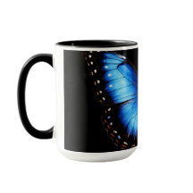 Blue Butterfly Black Coffee Mug