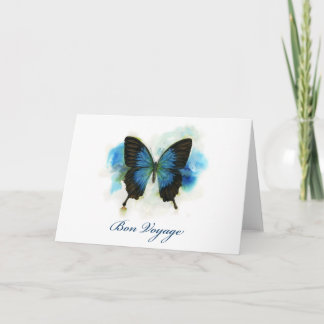 Blue Butterfly Bon Voyage Stationery Note Card