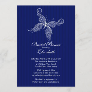 Blue Butterfly Bridal Shower Invitation