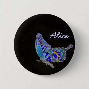Blue Butterfly Button
