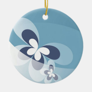 Blue Butterfly Christmas Ornament. Ceramic Ornament