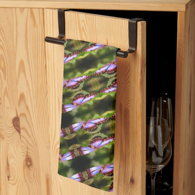 Blue Butterfly Close Up Nature Pattern      Kitchen Towel (Thirds Fold)