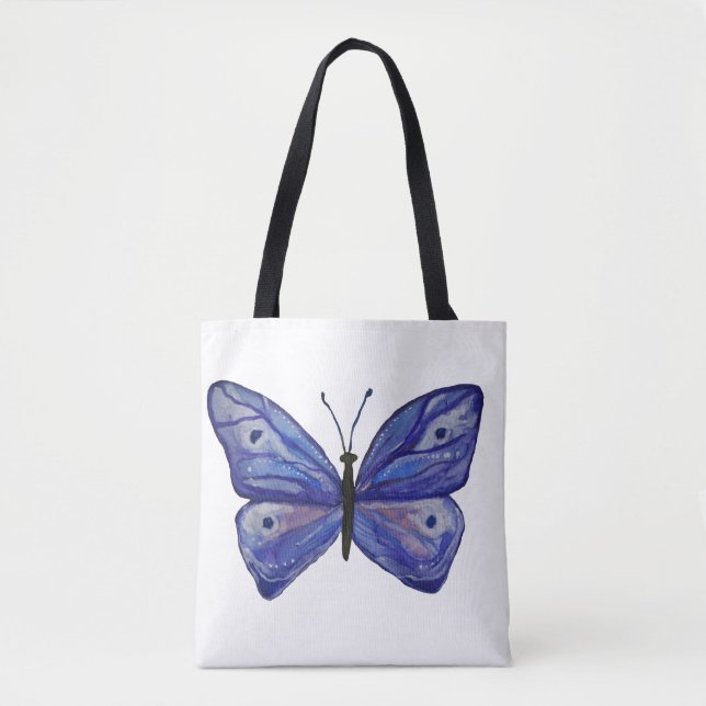 Blue Butterfly Custom All-Over-Print Tote Bag (Front)