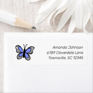 Blue Butterfly Cute Spring Return Address